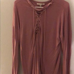 Express mauve lace up top size large